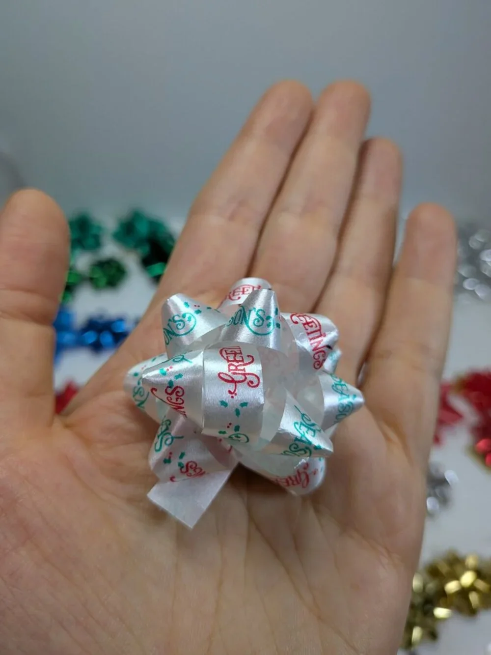 123 Pc Bulk Mini Gift Bow Lot - Tiny Small Crafts Packages Metallic Satin 1